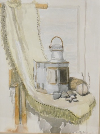 Rex Critchlow. Still life with lamp, and various oils by the artist to include Ravendale, Hands, The Merchants, etc. (8)