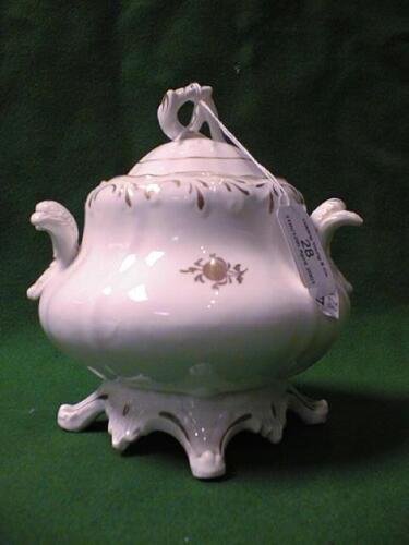 A 19th C melon shaped Sugar Bowl and Cover