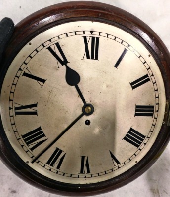 A Stockall and Marples mahogany RAF wall clock, the dial painted with Roman numerals, surrounded by brass bezel, fusee movement, Air Ministry stamp to reverse 44cm diameter. - 2