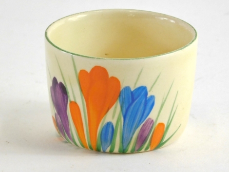 A Clarice Cliff Crocus pattern open salt, marked beneath, 4cm high.