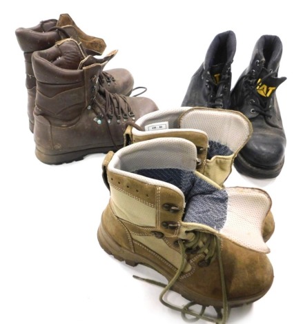 Various army and heavy duty boots, CAT, Alt-Berg number 241508, etc. (3)