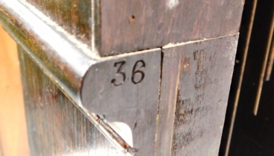 A 1920s oak grandmother clock, the silvered dial with Arabic numbers, 129cm high. - 4