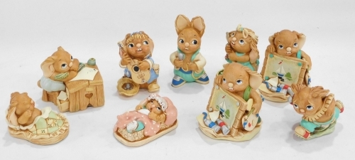 Various Pendelfin rabbit ornaments, to include Boswell, 10cm high, Dawn, etc. (9, boxed)