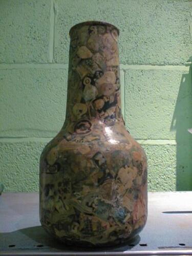 A Decomania papier mache vase