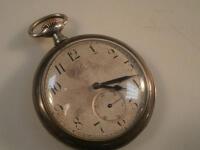 A gentleman's Omega silver cased pocket watch with Arabic numerals and