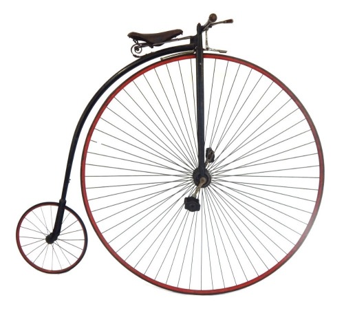 An Ordinary Penny Farthing, 52", probably Humber respoked, 1950's, ridden by John Talton in many veteran cycle rallies in the 1950's and 1960's, marked Brooks to seat.