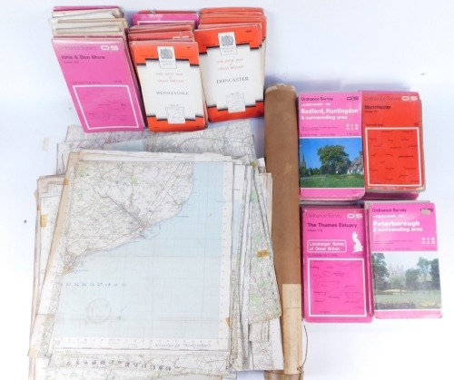 A group of Ordnance Survey Maps, for Thames Estuary, York, Leicester ...