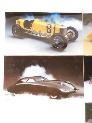 A group of loose automobilia related prints, to include The Miller Roadster 1929, Bugatti Atlantic Coupe 1937, Phantom Corsair 1938, Ford Lincoln Coaching Brougham 1926, Bugatti Royal Coupe De Ville 1931, Bugatti Coupe 50T 1932, and a Duesemberg Speedster - 2