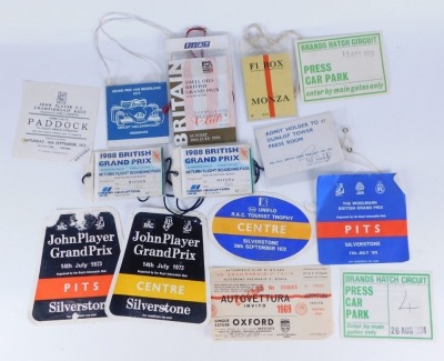 A selection of original F1 admission tickets, helicopter boarding passes, car parking stickers, etc., all circa 1970s and 80s. (14) - 2