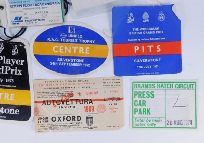 A selection of original F1 admission tickets, helicopter boarding passes, car parking stickers, etc., all circa 1970s and 80s. (14) - 3