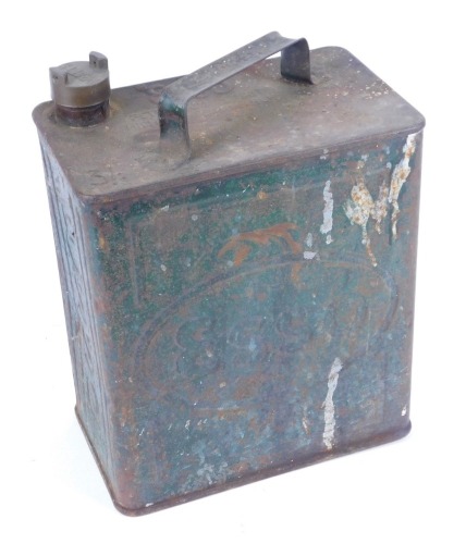 A Pratts oil can stamped Esso, in green.