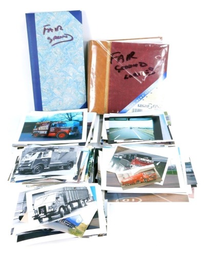 A collection of automobilia postcards and photographs, trucks and buses, etc. (1 box)