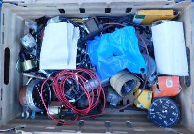 A collection of automobile parts, comprising dials, radiator caps, bulbs, wiring, etc. (4 boxes) - 3