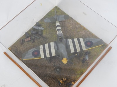 A 1:32 scale cased diorama model of an RAF WWII Hawker Tempest, 20cm high, 39cm wide, 29cm deep. - 2