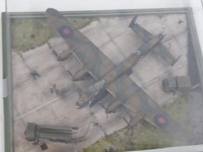 A 1:72 scale cased diorama model of an RAF Lancaster Bomber, circa 1944, 12cm high, 46cm wide, 40cm deep. - 2