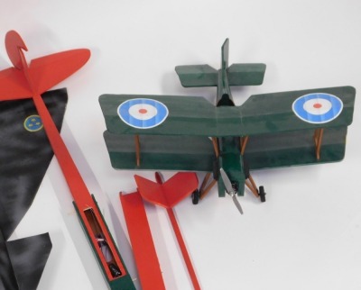 A remote control SkyNova aeroplane, boxed, together with further model aeroplane parts, Turnigy Power Systems, and a model bi-plane. (a quantity) - 2