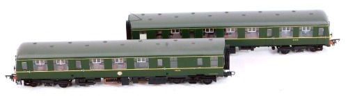 A Bachmann Branchline OO gauge two car DMU set Class 105, BR green with half yellow ends, 31-327.