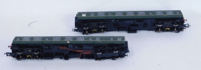 A Bachmann Branchline OO gauge two car DMU set Class 105, BR green with half yellow ends, 31-327. - 2