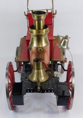 A steel and brass steam model of a Victorian horse drawn fire engine, 57cm long. - 3