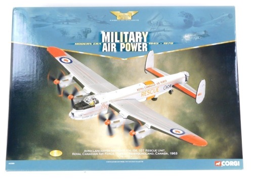 A Corgi Aviation Archive Military Air Power Avro Lancaster MK10MP, FM104, 107 Rescue Unit Royal Canadian Air Force, scale 1:72, AA32606, boxed.