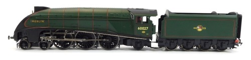 A Hornby OO gauge Gresley Class A4 locomotive Merlin, 60027, BR lined green, 4-6-2, R3012.