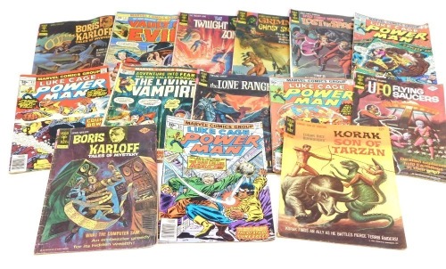 Marvel comics, including Volt of Evil, Grimm's Ghost Stories, The Twilight Zone, The Living Vampire, Boris Karloff Tales of Mystery and Luke Cage, Powerman. (a quantity)
