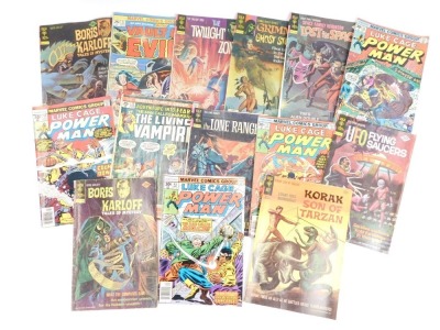 Marvel comics, including Volt of Evil, Grimm's Ghost Stories, The Twilight Zone, The Living Vampire, Boris Karloff Tales of Mystery and Luke Cage, Powerman. (a quantity) - 2