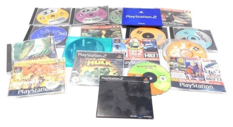 Playstation and Video Games, comprising CD vols 1 and 2, Unreal Tournament PC Games, Playstation 2 Welcome Pack, Playstation 1 Demo, Dinosaur Adventure 3D, Playstation 2 Incredible Hulk, etc. (1 box)