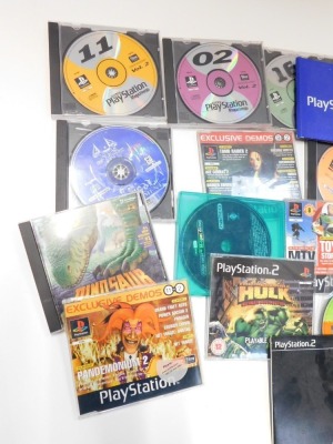 Playstation and Video Games, comprising CD vols 1 and 2, Unreal Tournament PC Games, Playstation 2 Welcome Pack, Playstation 1 Demo, Dinosaur Adventure 3D, Playstation 2 Incredible Hulk, etc. (1 box) - 2