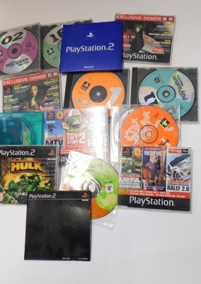 Playstation and Video Games, comprising CD vols 1 and 2, Unreal Tournament PC Games, Playstation 2 Welcome Pack, Playstation 1 Demo, Dinosaur Adventure 3D, Playstation 2 Incredible Hulk, etc. (1 box) - 3