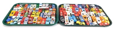 Corgi, Matchbox and other diecast motor racing and stock cars, further vehicles, etc. (2 trays)