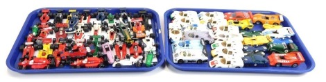 Matchbox, Siku and other diecast Formula racing cars, vintage racing and other cars. (2 trays)