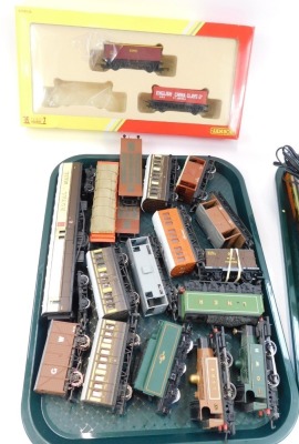 Two Hornby diecast tank locomotives, coaches, wagons, controller, engineering department, crane, platforms, etc. (2 trays) - 2