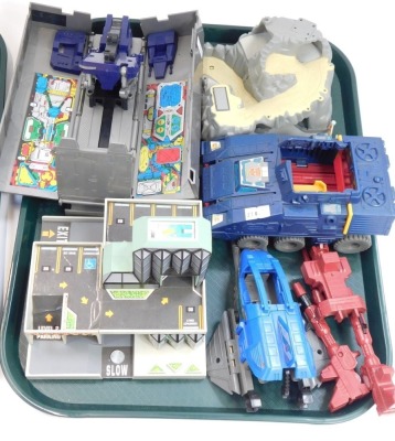 A Takara Hasbro model of a Skystalker, circa 1989, Power Rangers Megalord, and other action vehicle, space crafts, etc. (2 trays) - 3