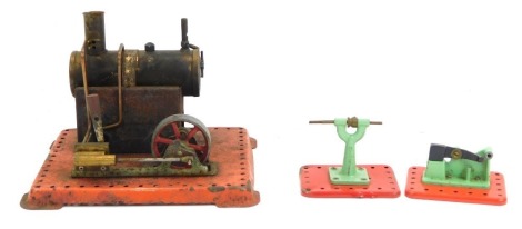 A Mamod steam engine, two further steam related items. (3)