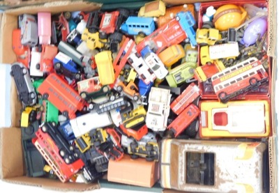 Diecast vehicles, including Matchbox Series King size No 15 Merryweather fire engine, Matchbox Superkings Plymouth Trail Duster, Tonka racing car, Lledo Days Gone, etc, play worn. (2 boxes) - 2
