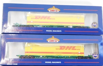 Bachmann Branchline OO gauge rolling stock, comprising 37-303 Intermodal bogie wagon C/W 45ft container Asda, and 37-305 Intermodal bogie wagon C/W 45ft container DHL. (2) - 2