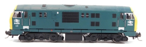 A Dapol OO gauge Class 22 locomotive, D6328, BR blue, split head code box full yellow ends.