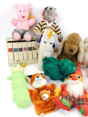 Soft toys, to include Roland Rat, Hasbro Glow Worm, etc, and a Reader's Digest Bedside Library. (a quantity) - 2