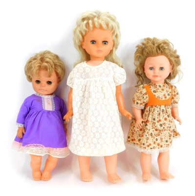 Three Palitoy and other cellule and plastic dolls. (3)