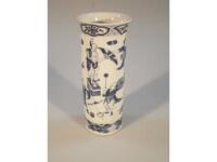 A 19thC Chinese blue and white cylindrical vase