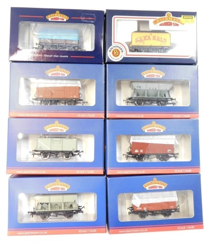 Bachmann OO gauge rolling stock, to include 33-076B five plank China Clay hooded wagon, BR brown, 38-380 12 ton ventilated van, BR Bauxite, early,37-225G 16 ton steel mineral wagon, BR grey, 37-502D 24 ton Ore hopper wagon, BR grey, 37502B 24 ton Ore hopp