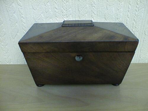 A 19th C mahogany sarcophagus Tea Caddy