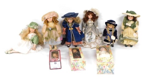 Nine porcelain collector's dolls, including Leonardo, Knightsbridge and Princess House, boxed. (9)