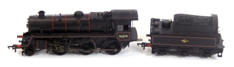 A Bachmann Branchline OO gauge Standard Class 4MT locomotive, 76079, BR late crest, 2-6-0, with BR2 tender, 32-952.