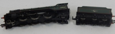 A Bachmann Branchline OO gauge Class V2 locomotive, BR lined green, 2-6-2, outside steam pipes with stepped tender, 31-561. - 2