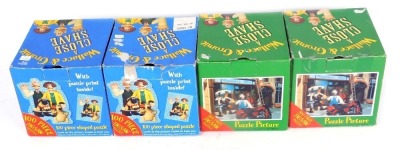 Four Wallace and Gromit jigsaw puzzles, 100 and 500 piece, boxed.