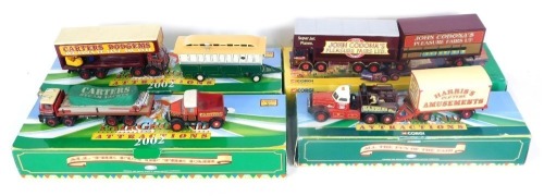 Corgi classics diecast Fairground Attractions, comprising an AEC mark 5 MK V dodgem truck and caravan-Carter's CC11506, AEC closed pole truck, with closed pole trailer set 21701, a diamond t ballast / generator and trailer CC5104, and a Foden S21 steam ya