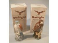 Two Beneagles Scotch whisky bird decanters in the form of a kestrel and a buzzard