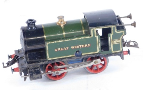 A Hornby O gauge locomotive Great Western, 6600, with key, boxed.